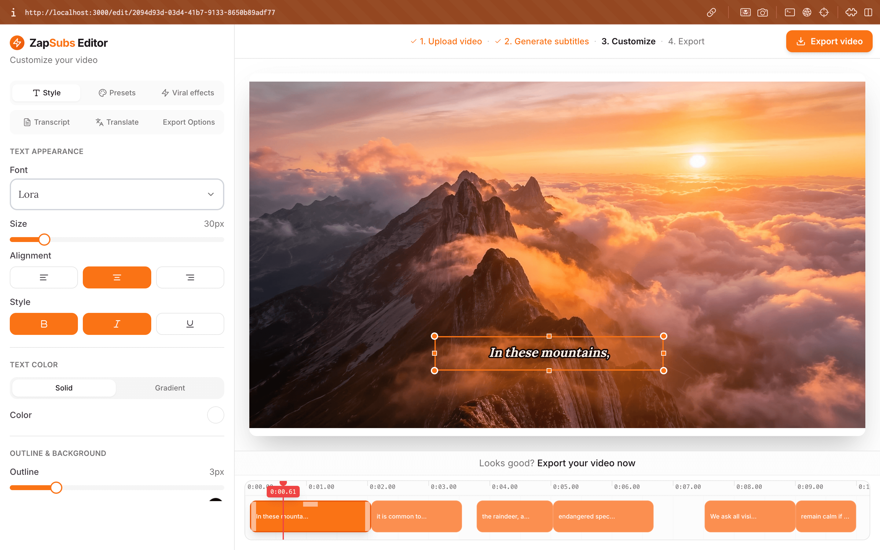 ZapSubs editor